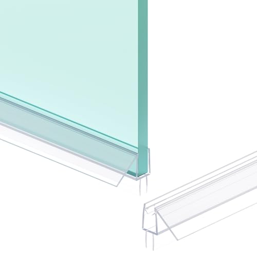 Shower Door Bottom Seal Strip, 2PCS Seal Strip, Ultra Clear PVC, 39" Length, Fits 6mm Thick Glass, Prevents Leaks, Easy Installation, No Adhesive Required (Ultra Clear, 39in for 1/4"(6mm) Door)