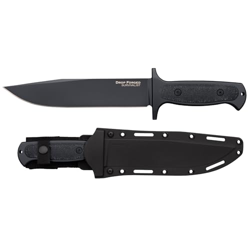 Image of COLD STEEL Drop Forged Survivalist 8 inch 52100 High-Carbon Steel Clip Point Fixed Blade EDC Tactical Hunting Utility Knife, 5 inch Ergonomic Handle, Weather-Resistant Secure-Ex Sheath