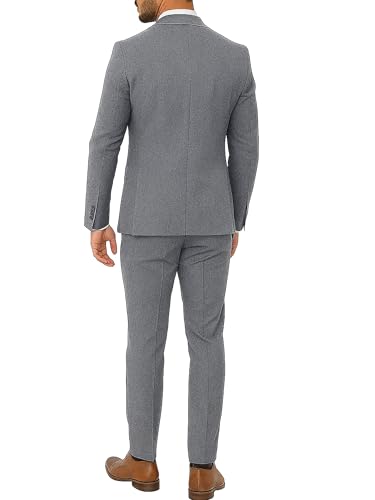 Mens Grey 3 Piece Formal Business Suit - Classic Two Button Coat Pant & Sleeveless Vest3