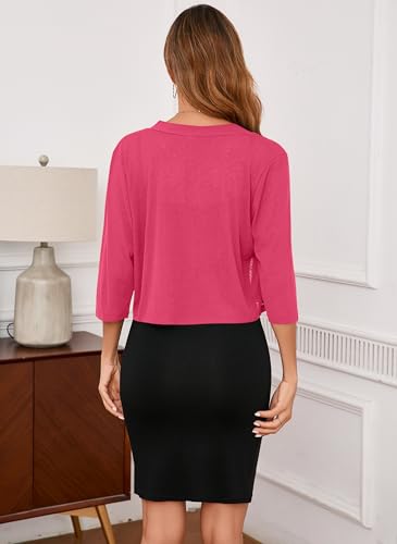 Image of Iandroiy Women's 3 /4 Sleeve Shrugs Lightweight Open Front Cropped Cardigan for Women