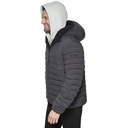 Image of Calvin Klein mens Lightweight Packable Down Jacket With Sherpa Lining