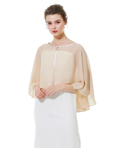 BEAUTELICATE Wedding Bridal Capelet Women Cape Bolero Chiffon Shawl Wrap Shrug Cover Up