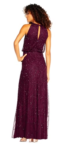 Image of Adrianna Papell Womens Halter Blouson Beaded Gown