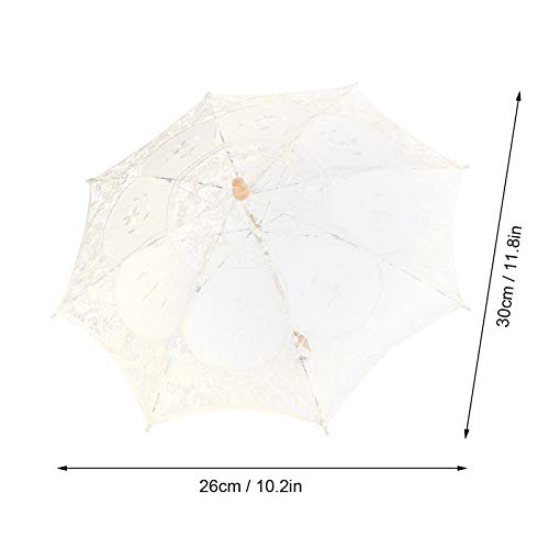 Hapivida Lace Parasol Umbrella, Wedding Umbrella Elegant Vintage Lace Parasol with Wooden Handle for Christmas Party - Image 3