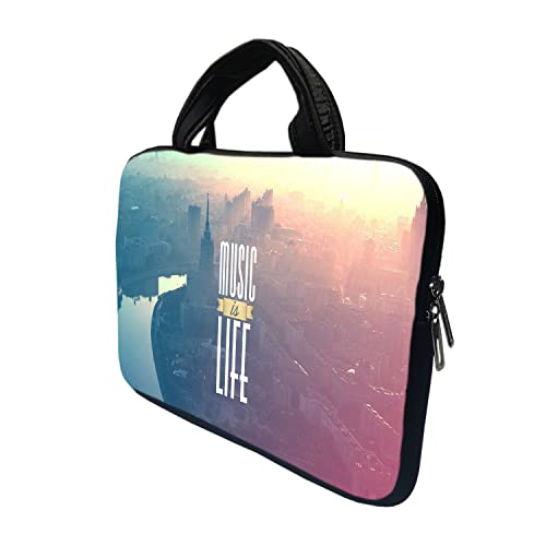 Image of TheSkinMantra Chain Laptop Sleeve Bag Compatible with Laptop /Macbooks /Chrombook /Notebook /Zbook (15.6 Inch (Handle), Music is Life)