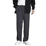 [hxsnow] スラックス メンズ ズボン スーツパンツ 秋服 ゆったり ロングパンツ メンズ ビジネス カジュアル パンツ ノータック 大きいサイズ 春秋冬服 (JP, アルファベット, XL, ダークグレー)