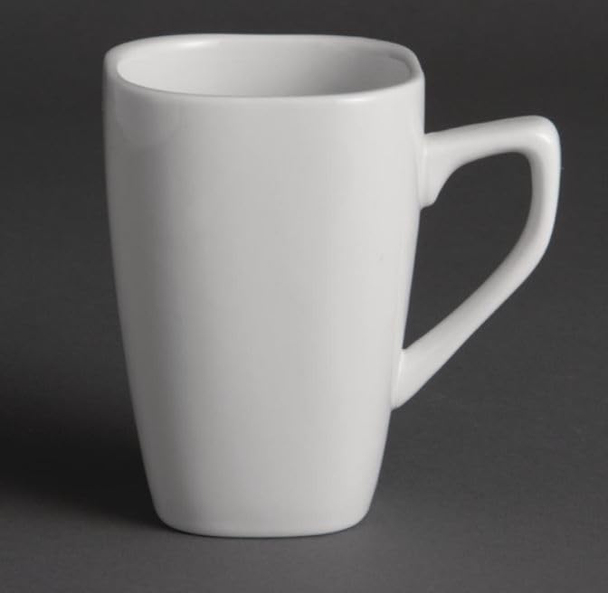 Olympia Lot de 12 tasses carrées arrondies en porcelaine Blanc 284 ml