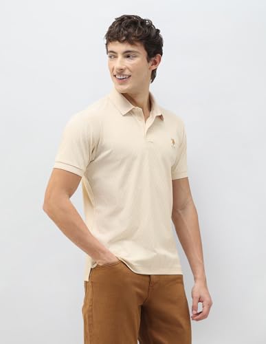 Image of U.s.Polo Association Men's Geometric Patterned Knit Slim fit Polo Shirt