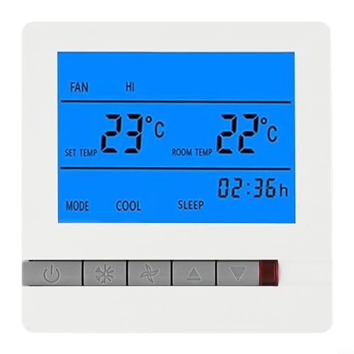 Filteilect Termostato digital de aire acondicionado no programable con pantalla LCD grande, controlador de temperatura inteligente montado en la pared para calefacción y refrigeración precisos