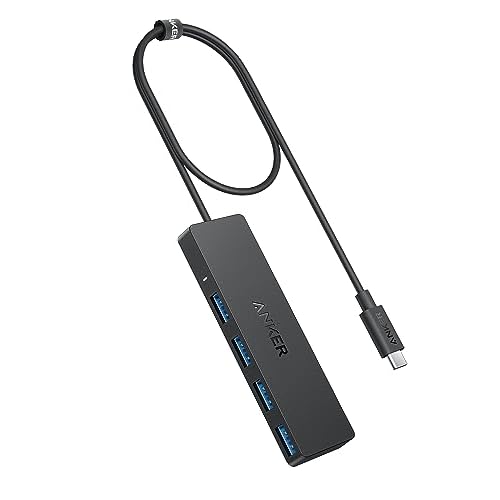 Anker 4-Port USB 3.0 Hub with 5Gbps Data Transfer, Ultra-Slim USB-C Connector Hub, for MacBook, iMac, Surface, Mobile HDD, and More (2 ft USB-C Connector, Charging Not Supported)