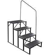 RV Steps with Handrail, Hot Tub Steps with Taller Handrail, 480 lbs Capacity Mobile Home Steps wi...