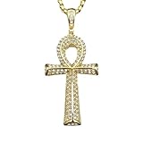 Collar personalizado para hombre y mujer, colgante de cruz egipcia Ankh con cadena y diamantes de imitación, collar de hip hop, joyería egipcia