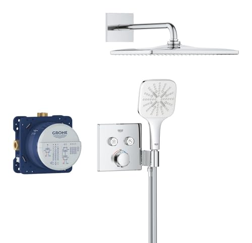 GROHE Precision SmartControl, Ensemble de Douche Encastré 2 sorties, Douche de Tête Vitalio Rain Mono 310 Cube, Douchette Vitalio Smartactive 130 3 jets,...
