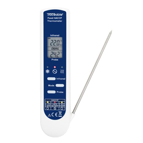 Traceable 2-in-1 Waterproof Calibrated HACCP Food Thermometer with Integral Fold-Out Probe