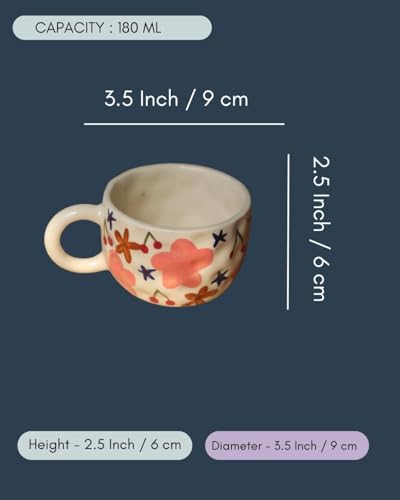 Image of WEAVING HOMES Handcrafted CeramicBloom Mug & Bloom Dessert Plate (Set of 2, Multicolor) - Coffee Mugs and Dessert Plates for Birthday Gifts, Mugs for Office and Travel
