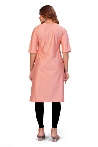 Image of Women's Chanderi Cotton Embriodired Kurtis
