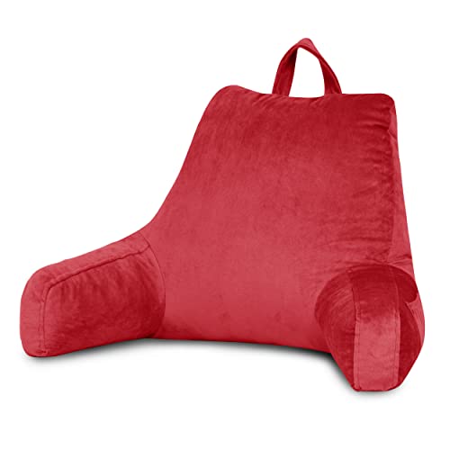 Downluxe Reading Pillow With Support Arms, Bed Pillows For Sitting Up In Bed/Couch, Large Adult Arm Pillow With Shredded Memory Foam And Removable Cover (20 X 15 Inches Red) #TOP6