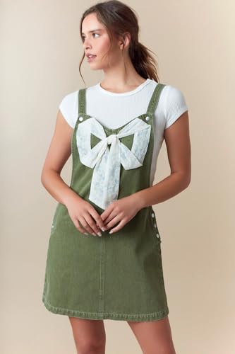 Hey Sweetie Women's Ribbon Front Overall Mini Skirt – Sleeveless Casual Pinafore Cute Vintage-Inspired Dress2