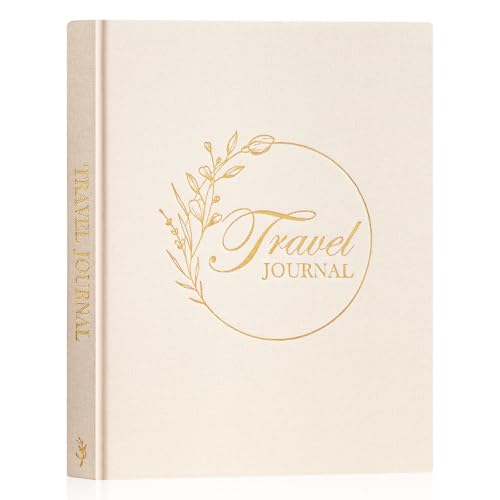 Lanpn Reisetagebuch Reisebuch zum Ausfüllen, Leinen Reisetagebücher Urlaubstagebuch Reisejournal zum Selberschreiben, Reise Notizbuch Journal Urlaub Tagebuch Reise Geschenke (Beige,110 Seiten)