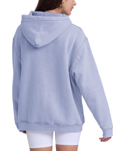 Image of FAIABLE Womens Oversized Acid Wash Hoodie Unisex Heavyweight Cotton Hoodies Fleece Vintage Washed Sweatshirt Women Men