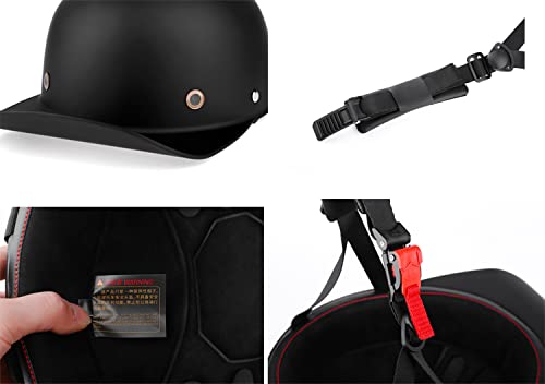 Woljay Vintage Retro Open Face Motorcycle Helmet Baseball Cap Half Helmets Men Women For Moped Cap Jet Scooter Street Cruiser - Dot Certified (X-Large, Spider Black) #TOP2