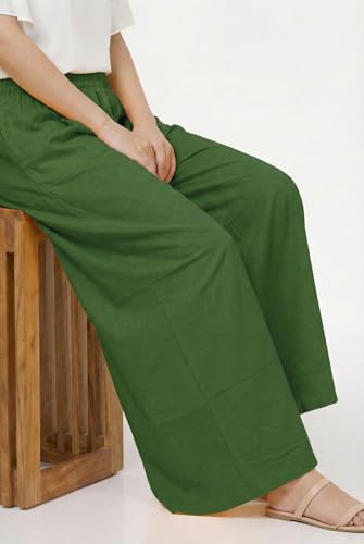 Image of Plaazo Women's Cotton Palazzo | Wide Leg Palazzo for Women | Soft Breathable High Waist Bottom Wear | Comfortable Casual, Office, Travel for Women
