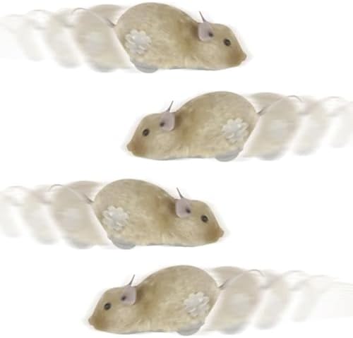 The Dreidel Company Wind-Up Mouse Racing Mouse Plush Mice Cat Chaser 6" Inches, Realistic Looking Pet with Twirling Tail (4-Pack) image 5