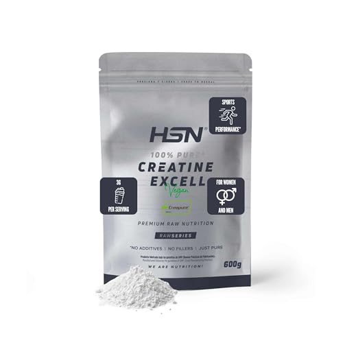 HSN Creatina 100% CREAPURE en Polvo Sin Sabor 600g | 100% Monohidrato de Creatina Micronizada | No Incluye Dosificador | Sin Añadidos y Libre de Contaminantes | No-GMO, Vegano, Sin Gluten