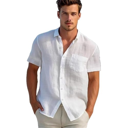 Chemise homme lin idéale pour vos vacances d'été avec sa coupe relaxée et manches courtes