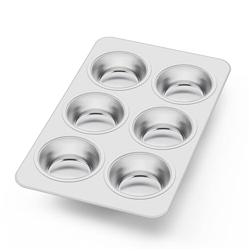 Herogo Muffinform, Edelstahl 6er Muffinblech für 6 Muffins, 29 x 18 x 3 cm Muffin Backform Backblech für Cupcakes Brownies Pudding, Ungiftig und Gesund, Backofen und Spülmaschinenfest