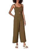 JOA Women's Sleeveless Wide Leg Pleated Jumpsuit, Olive, M