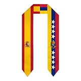 HLBSDM Español Bandera de España Mix Venezuela Emblema Estrellas Banderas Estolas Chal Banda Para Graduación Estudiantes Celebración