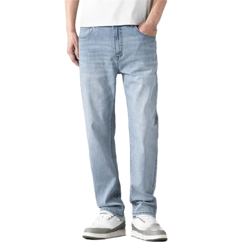 Men's Long Jeans Straight Leg Business Casual Full Length Stretch Denim Trousers