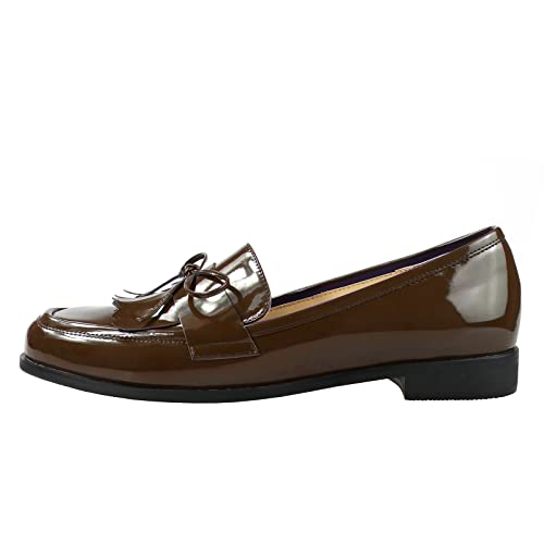 Image of LEMUTISME Women Tassel Bow Penny Loafers Slip On Low Flat Heel Dress Shoes