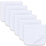 Sunny zzzZZ 6 Pack Muslin Burp Cloths - Ultra-Soft 100% Cotton Baby Boy & Girl Newborn Essentials - Large 20'' x 10'' Super Absorbent Milk Spit UP Washcloths - Unisex Burpy Cloths - White