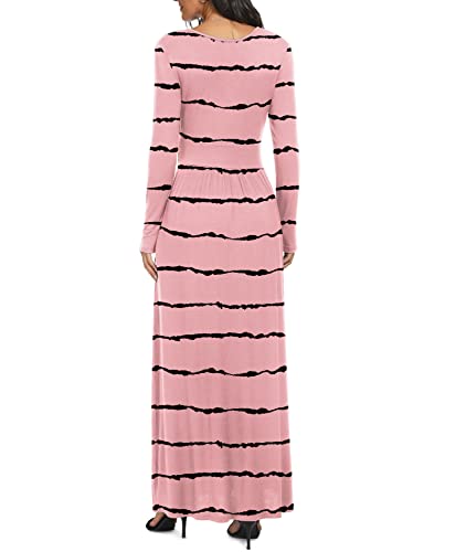 Image of LILBETTER Women Long Sleeve Deep V Neck Loose Plain Long Maxi Casual Dress