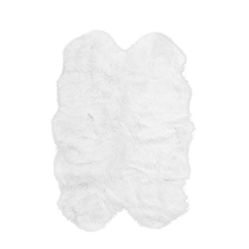 Super Area Rugs Ultra Soft & Fluffy Faux Fur Sheepskin Rug, White 4 X 6 Feet Silky Fluffy Machine Washable Carpet For Bedrooms, Living Room And Hallways #TOP3
