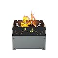 21.5 Inch Outdoor Wood Burning Fire Pit, Bonfire Grill for Patio and Backyard, Outdoor Portable Fireplace with Flame Panel - Flint Gray