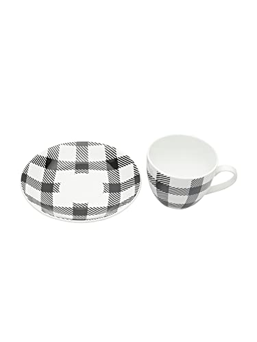 Image of Clay Craft Fine Ceramic Cup and Saucer Set of 12 (6 Tea Cups + 6 Saucers) - 180 ml Each