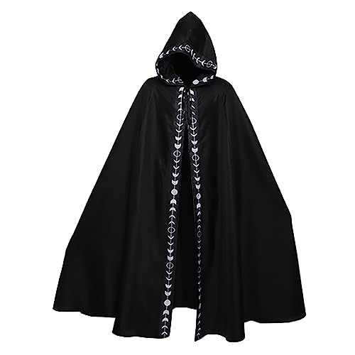 Capa con capucha para disfraces de Halloween abrigo medieval negro largo que no pesa 7