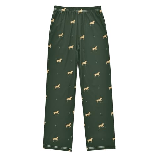 Golden Horse Boys Long Pants Soft Trousers Elastic Waist Kids Lounge Bottoms with Pockets S-XL