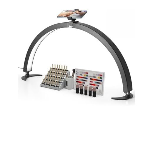 VEVOR Nail Desk Light, 40 W Half Moon Desk Lamp with Phone Holder, Adjustable Brightness and Color Temperature, Arched LED Table Light for Nail Tech, Tattoo Artists, Beauty, Eyelash Extensions