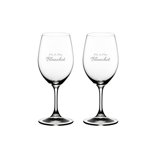 Riedel Personalized Ouverture White Wine Glasses, Set of 2 Custom Engraved 10oz Crystal Wine Glasses for Chardonnay, Pinot Grigio, Gift for Wine Lovers