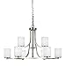 Sea Gull Lighting 3139109-962 Hettinger Nine Light Chandelier, Brushed Nickel Finish
