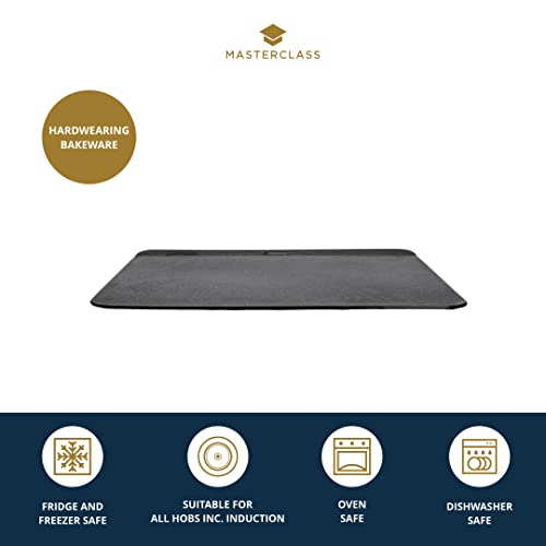 MasterClass Baking Sheet, Scratch Resistant and Induction Safe Steel Oven Tray with Vitreous Enamel Coating, 35 x 28cm, Black