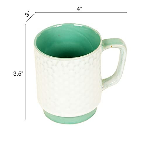 Image of AAKRITI ART CREATIONS White Pearl Tea Cups Set of 6 | Ceramic Cup Set | Multipurpose Utility Cups | Modern Art Ceramic Cups, Kitchen Essentials | Glossy Finish, Green Tea Cup Set