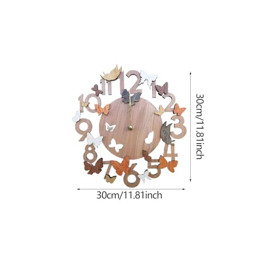 Horloge murale en bois vintage motif papillon pour cadeau idéal - 3