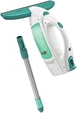 Leifheit Dry & Clean Set Lavavetri elettrico con manico per lavaggio a 360°, Tergivetro professionale fino a 35 min con 1 carica, Tira acqua da doccia