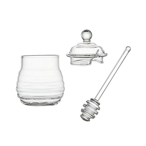 Mkouo Glas honigtopf mit Honigbehälter Honig Löffel Zum Servieren von Honig und Sirup, 9 Ounces (265ml) – Bild 7