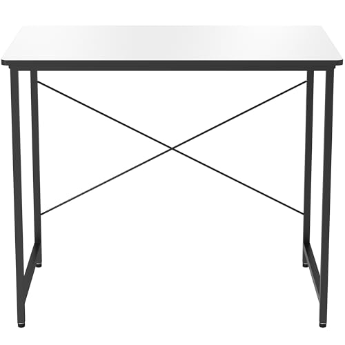 Image of Amazon Brand - Solimo Premium Engineered Wood Office Desk | Study Table for Students & Adults | Compact Wooden Desk for Home (White)